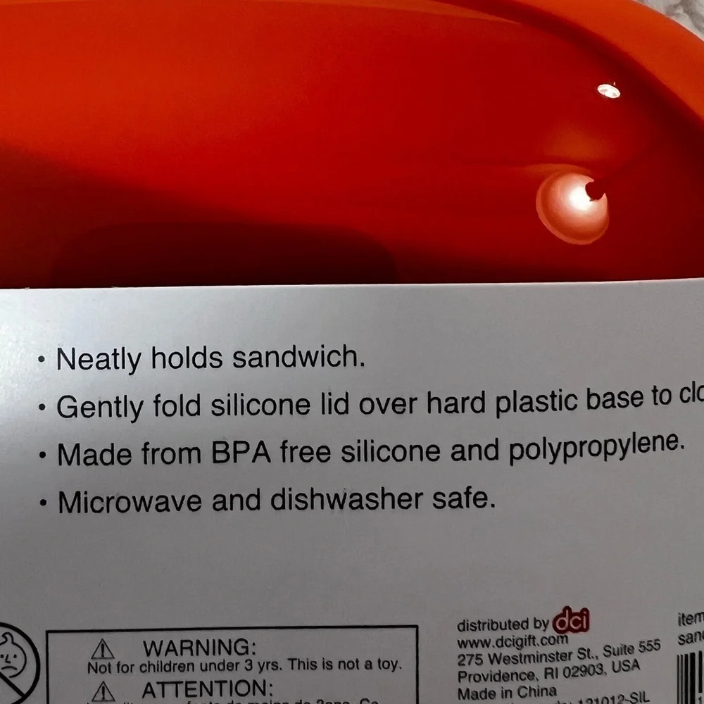 DCI Orange Silicone Reusable Sandwich Box